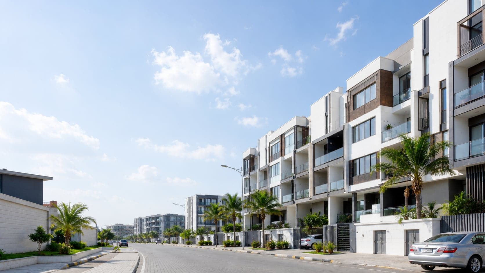 A modern residential street in Accra